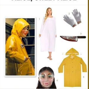 Yellow Hooded Raincoat with Mask